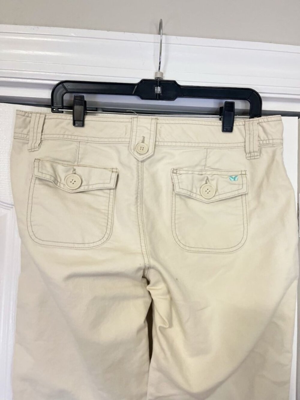 Vintage Aeropostale Low Rise Flare Beige Pants Essentials Sz 9/10 Stretch Y2k - Picture 5 of 9